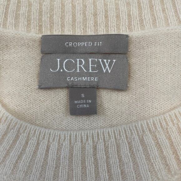J. Crew Women's Cream Cashmere Cropped Sweater - Picture 4 of 6